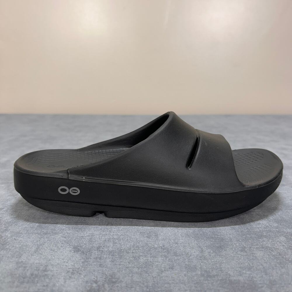 OOFOS OOahh Recovery Slide Sandals Womens 7 Black Unisex Lounge